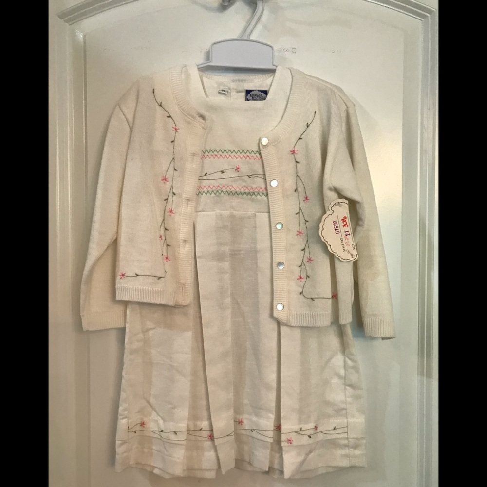 White linen dress with sweater